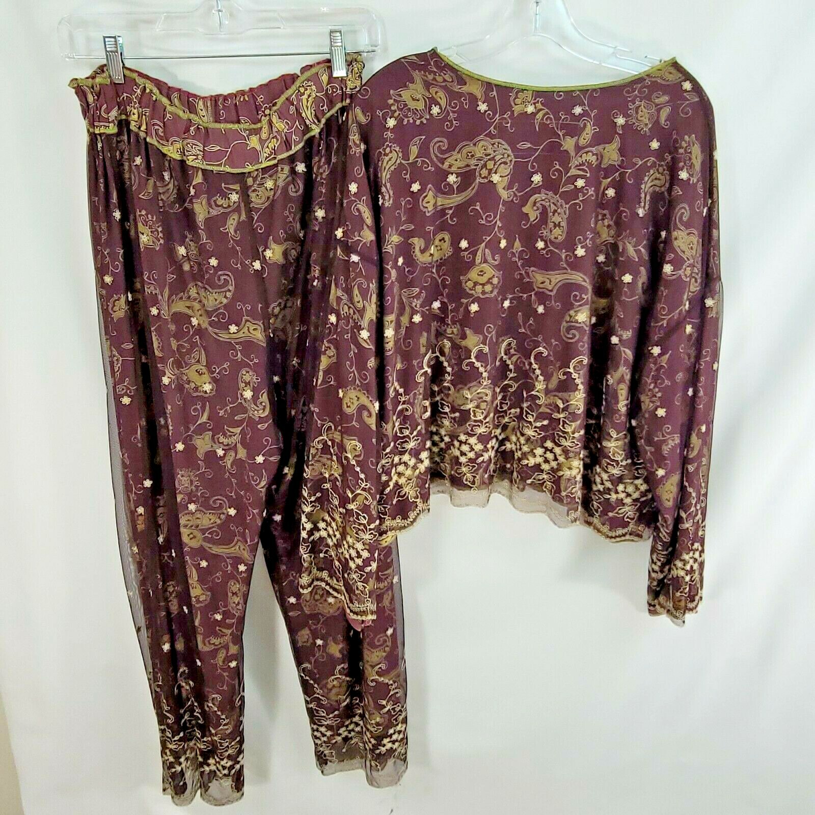 2 piece Nothing Matches XL 3 Top L 2 Pants Boho Lagenlook Loose Elastic
