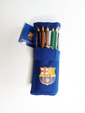 Roll-Up Federmappe Mappe Stifte für die Schule F.C. Barcelona 17/18 gefüllt