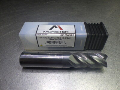 Monster 3/4'' 4 Flute Carbide Reg Cr Endmill 3/4'' Shank .09'' R 294-002083 (LOC144