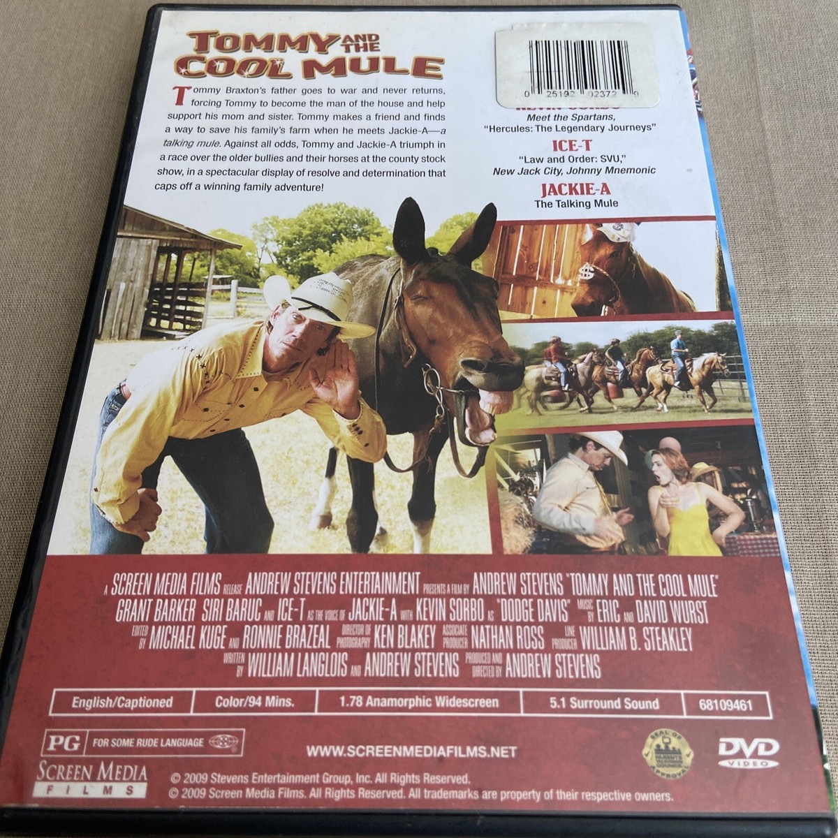 Tommy and the Cool Mule (DVD, 2009) Grant Barker Siri Baruc Ice-T