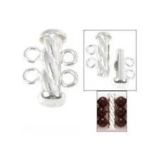 Double Strand Pearl & Bead Tube Clasp Sterling Silver