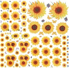 135 Pcs Sunflower Wall Sticker, Removable Sunflower Stickers Waterproof 3D Sunfl