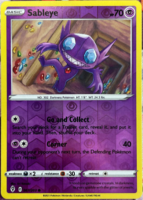 Sableye Reverse Holo - 067/203 - Evolving Skies Pokemon 2021