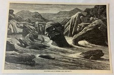 1887 magazine engraving~ SCULPTURED ROCKS IN NORTHERN SIAM