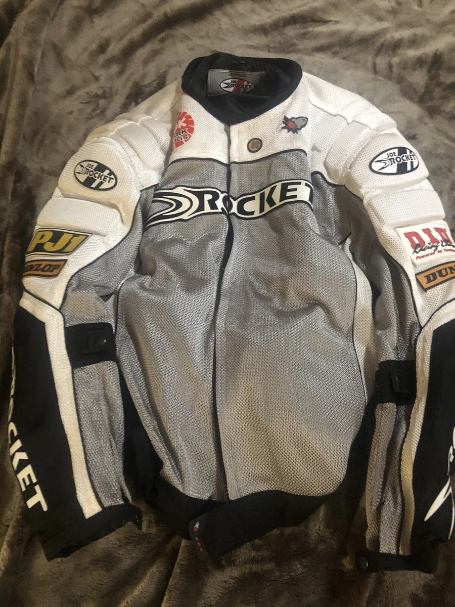 joe rockets motorcycle jacket used sz 2xl blk grey white | eBay
