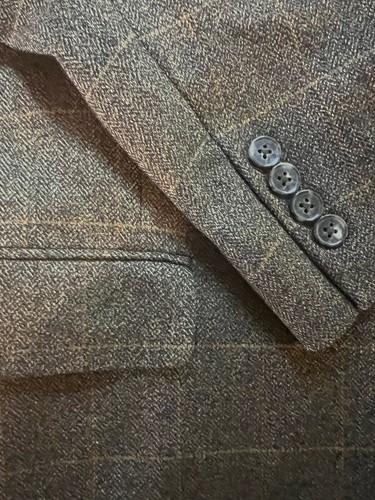 Hart Schaffner Marx VTG 40R Wool Herringbone plaid earth tone Sport Coat*READ* - Picture 5 of 14