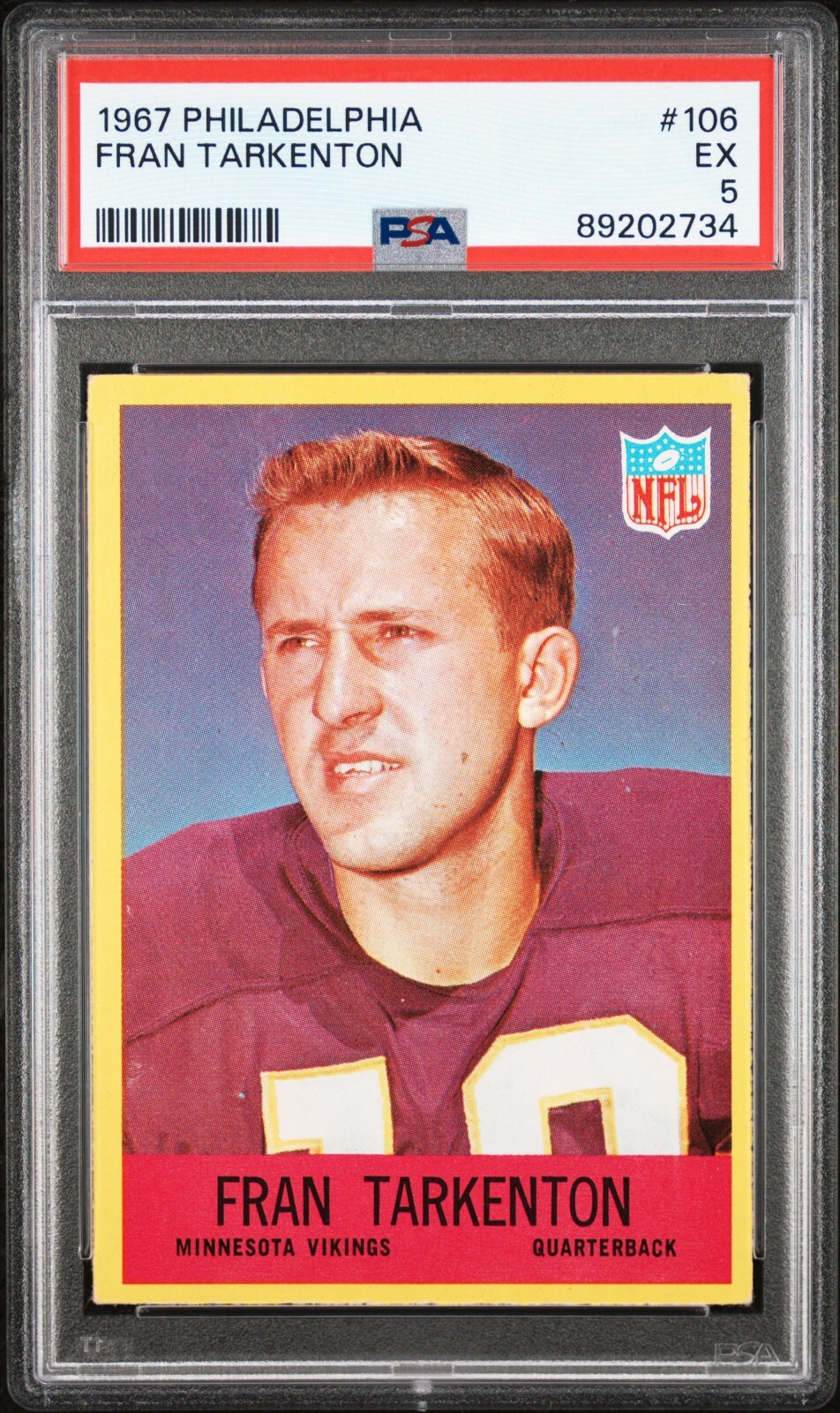 1967 Philadelphia #106 FRAN TARKENTON PSA 5 - Minnesota Vikings; Football HOF