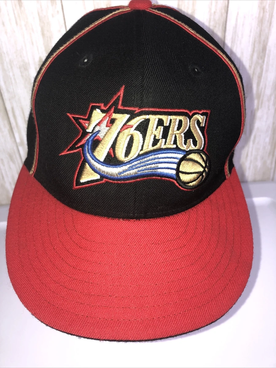 Philadelphia 76ERS Hat Cap NBD Basketball Fitted Black Red