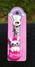Brooke Bunny Rabbit Pink Rubber Zipper Pals Easy Zipper Pull Clip Charm Keychain