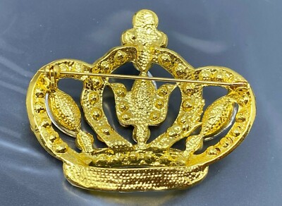 Vintage Yellow Rhinestone Royal Crown Gold tone Brooch | eBay