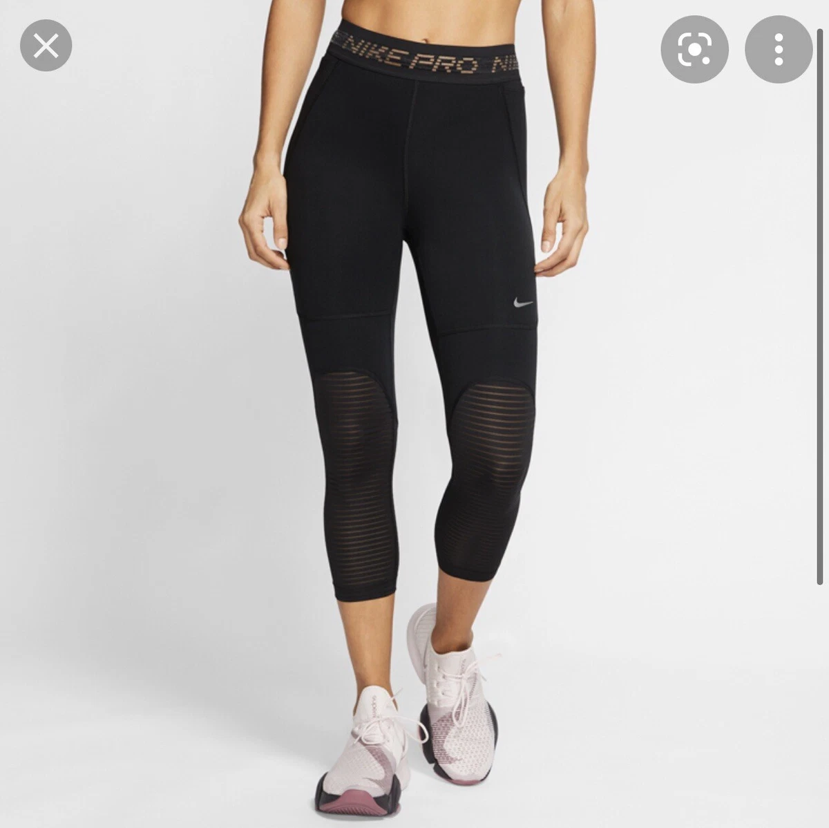 Nike Pro Training Running Cropped Leggings Black Women’s Size Large  CJ4181-010