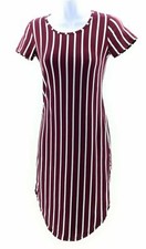 You and I Dresses Juniors Small Maroon and Cream Striped