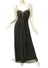 ONYX NITE Black Embellished Sweetheart Empire Formal Gown 8 NEW 119