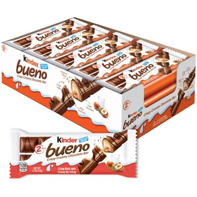 Kinder Bueno Milk Chocolate and Hazelnut Cream 20 Individually Wrapped Chocolate