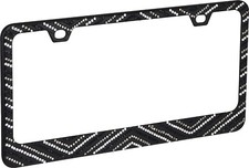 Bell License Plate Frame Tag Chevron Black Clear Gems Rhinestones Metal 46543-8