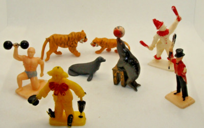 8 Vintage Plastic Circus Figures Hong Kong Larami Corp Maysun