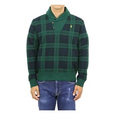 Polo Ralph Lauren Boy's Long Sleeve Shawl Neck Plaid Sweatshirt Sweater w/ Pony