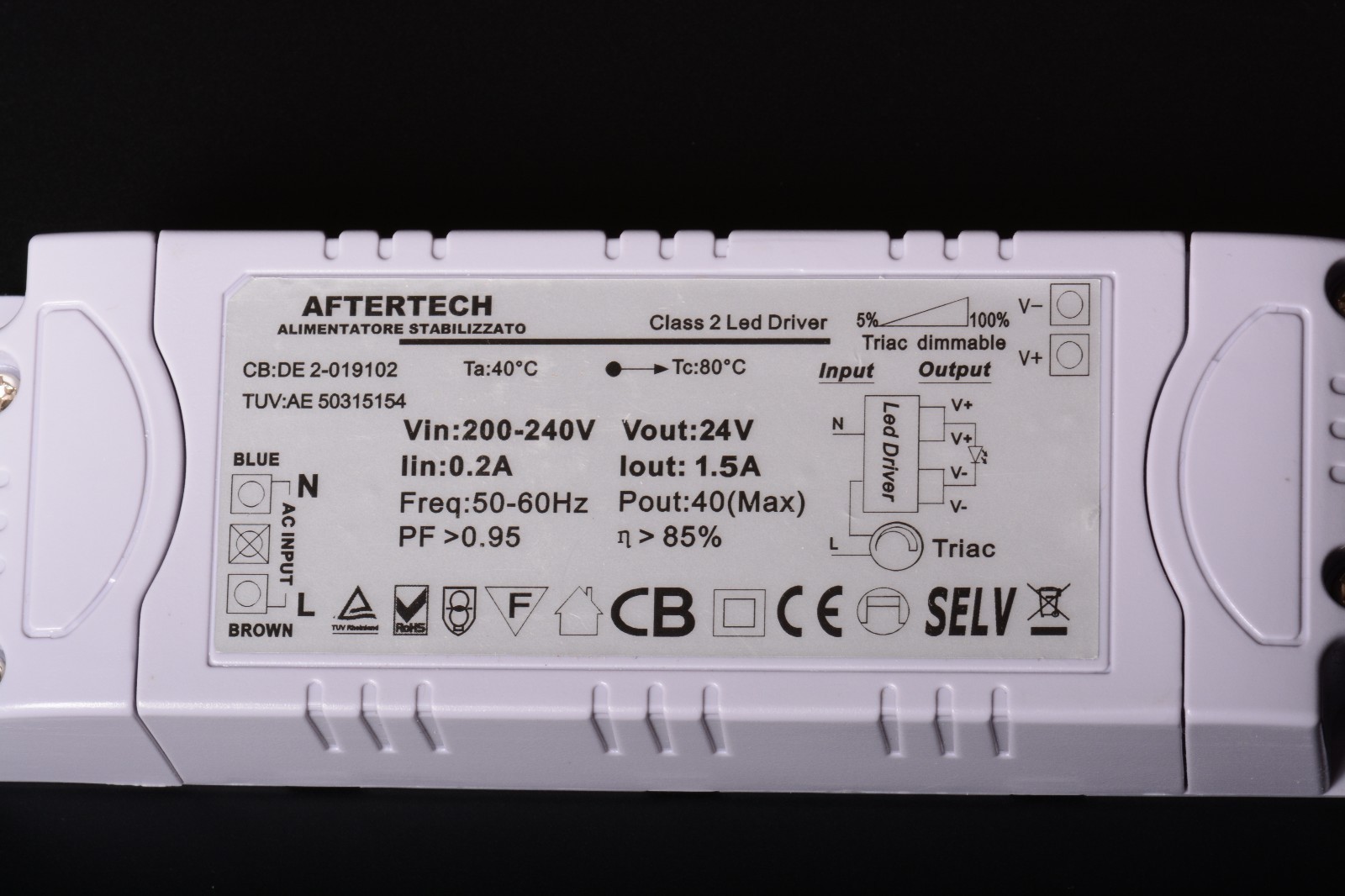 Alimentatore 24V 1.5A Dimmerabile 220V 36W D1D3 per Strisce LED