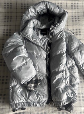 Gasman Women  Puffy Glossy Jacket Blue-Silver Winter Spring Size XXL