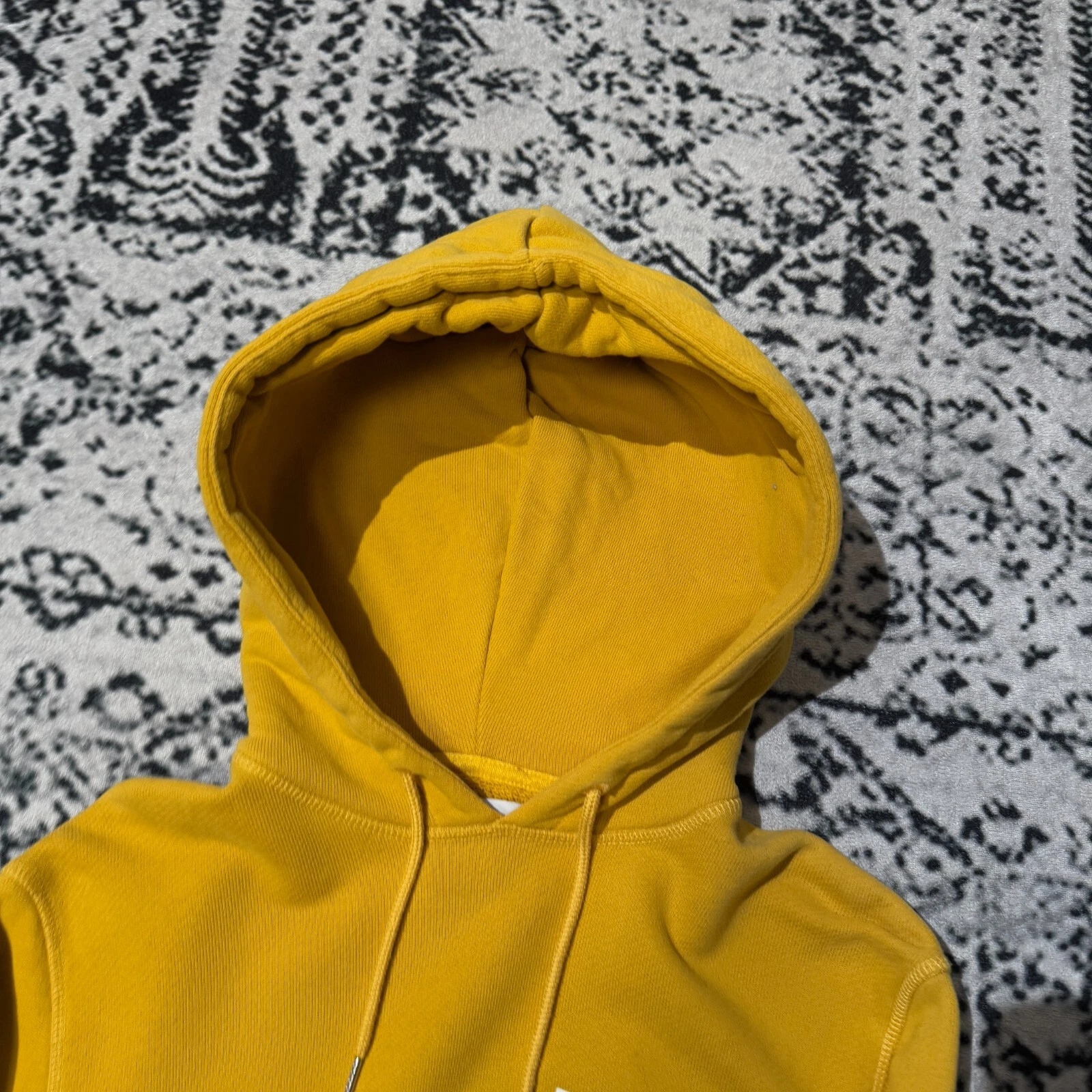 GUCCI Felpa con cappuccio vintage unisex cotone giallo taglia S Samose Y2K anni 90 streetwear vestibilità regolare