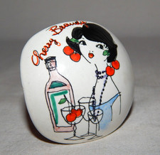 Zierkorken 1960er CHERRY BRANDY junge Dame Emaille bemalt  MADE IN AUSTRIA