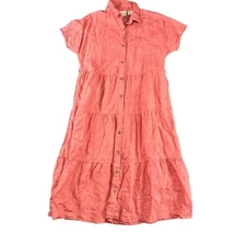 Women’s Cynthia Rowley XS Coral Linen Tiered Shirt-Dress – Excellent Condition