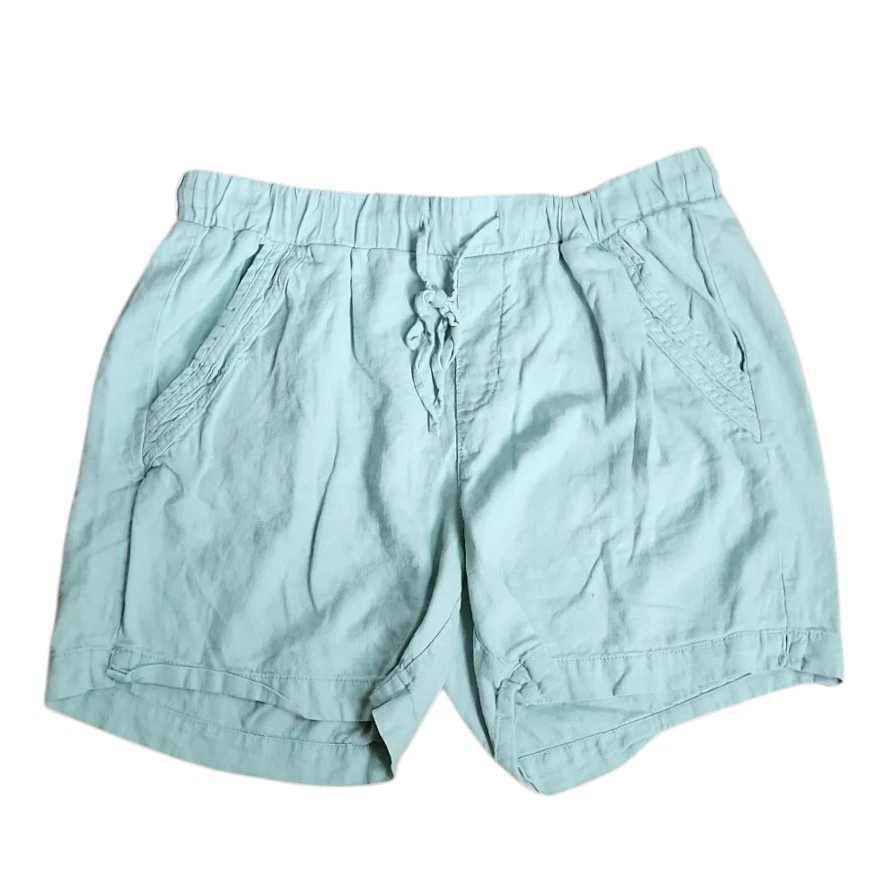 Briggs Shorts Womens Size M Medium Light Green Linen Blend Pull On Comfort