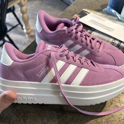 Pre owned ADIDAS WOMENS VL COURT BOLD SNEAKER PURPLE WHITE SIZE 6.5