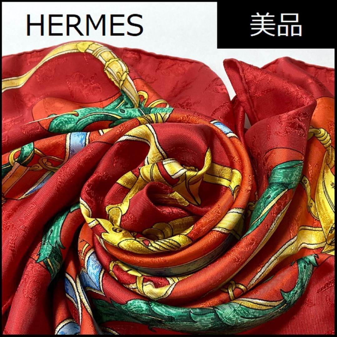 HERMES 90cm Carre Studies Silk Scarf in Vibrant Red