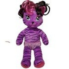 Build-A-Bear Honey Girls Teegan Purple Tiger Plush Pink Black Curly Hair Rocker