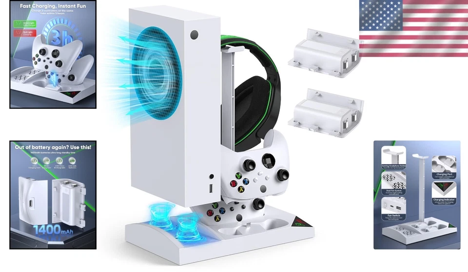 Ultimate Xbox Series S Stand with Cooling Fans & Dual Charger for Controllers - Image 2 of 4