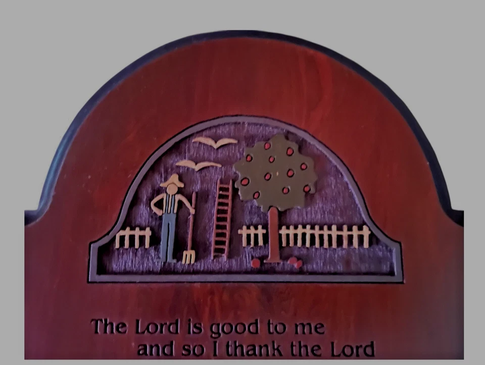 Johnny Appleseed  Wall Prayer Wooden Art Collectible VTG Farmhouse Apple Decor - Image 2 of 4