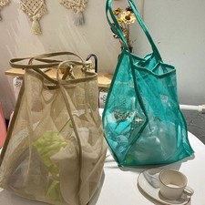 Transparent Mesh Shoulder Bag INS Style Mesh Tote Bag Beach Mesh Bag