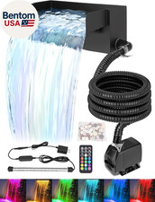 Kit Cascada Estanque con Luces LED y Bomba Filtro 880GPH 45W, 12 Pulgadas 304 Mancha