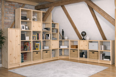 Bücherregal Eckregal Regalsystem CHESS Regal Kiefer natur flexibel & erweiterbar