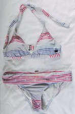 ROXY JAPAN US Size S 2-4 / JP Size M Rainbow Stripe Halter Bikini Set Cheeky