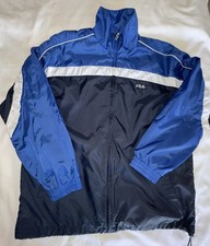 VTG Medium FILA Windbreaker 90s Blue Silver Colorblock Mens Track Jacket Read