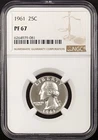 1961 Proof Washington Quarter certified PF 67 by NGC!