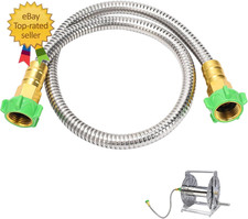 3FT Short Garden Hose Female to Female Stainless Steel Leader Hose for Hose Re