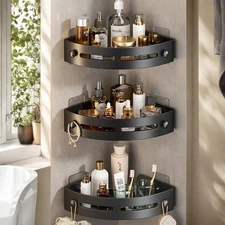 Corner Shower Caddy Shelf Bathroom Wall Mounted Storage Rack Holder with Hook