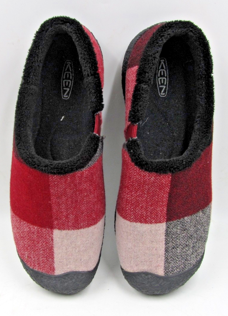 Keen Howser Slide taglia ciabatte in flanella multiplaid da donna taglia 9 5 40 indossate una volta