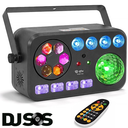 QTX GOBO Hex 6-in-1 LED Laser Effect Light Par UV DJ PA Disco Party Lighting FX