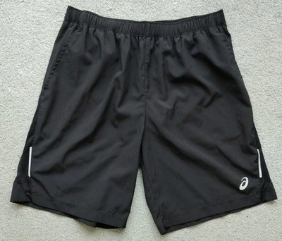 ASICS Black Running Gym Shorts Mens M Inseam 9'' Reflective Strips Pockets