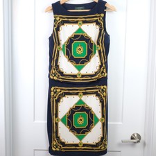 Ralph Lauren Baroque Scarf Equestrian Dress Sleeveless Pullover Dress Size 6