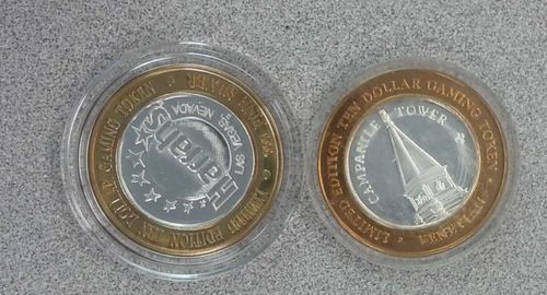 Lot of 2 Casino $10 Silver Strikes .600 per ounce of .999 each 1.20 ASW (A013)