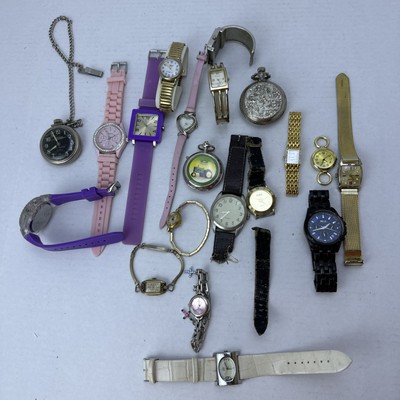 Lot Vintage Watches AS IS Untested Few Broken Wrist Pocket Relic Geneva Westclox