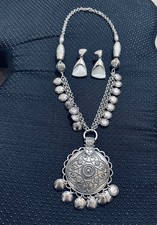 Silvertone Necklace  Earrings Set