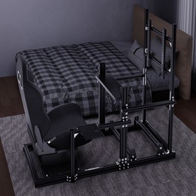 Hottoby 3060 Aluminum Racing Sim Cockpit Stand With Black Seat TV Stand Logitech