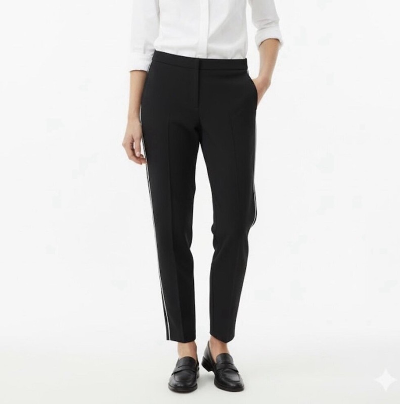 Theory Treeca Modern Crepe Straight Pants Black Size 6 Ankle Length