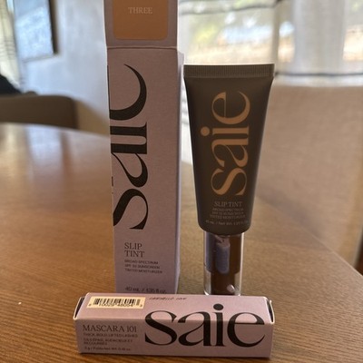 NIB Saie Slip Tint  Broad Spectrum SPF 35 Sunscreen THREE + Mascara 101 Mini